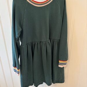 Hanna Andersson Green Dress with Multicolor Trim